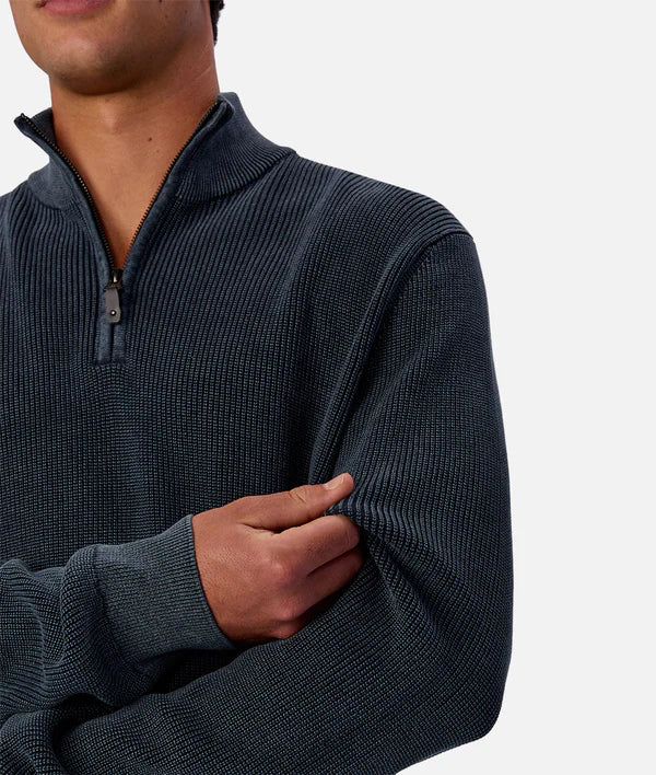 INDUSTRIE - The New England Wash Zip Neck - ACID NAVY