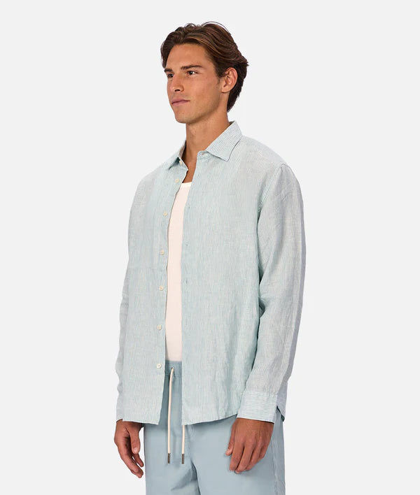 INDUSTRIE - The Avignon Long Sleeve Shirt - Mint / Turquoise