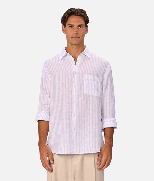 INDUSTRIE - The Baptise Long Sleeve Shirt - White / Light Blue