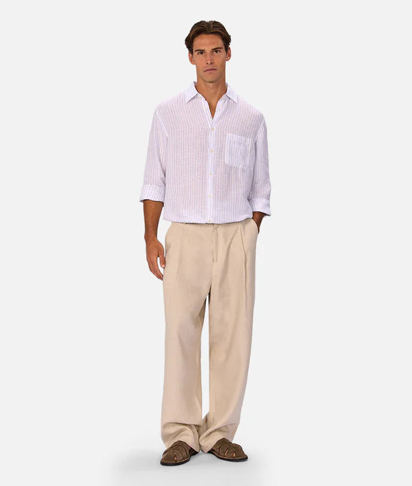 INDUSTRIE - The Baptise Long Sleeve Shirt - White / Light Blue