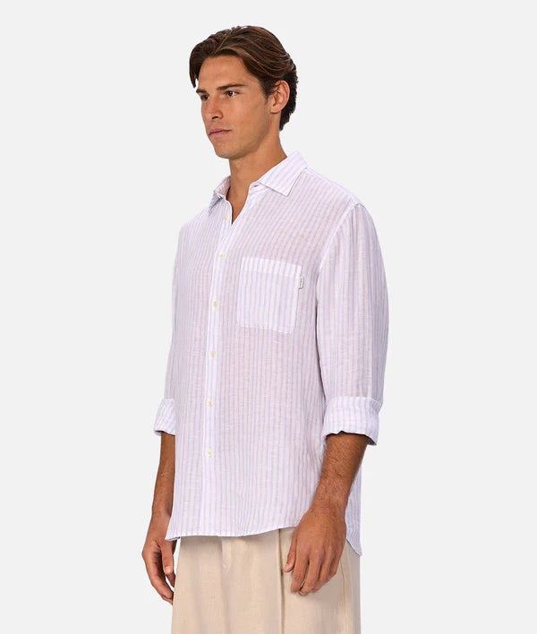 INDUSTRIE - The Baptise Long Sleeve Shirt - White / Light Blue