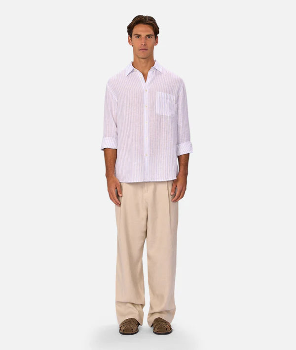 INDUSTRIE - The Baptise Long Sleeve Shirt - White / Light Blue