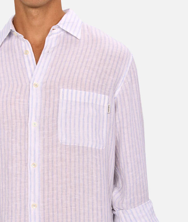 INDUSTRIE - The Baptise Long Sleeve Shirt - White / Light Blue