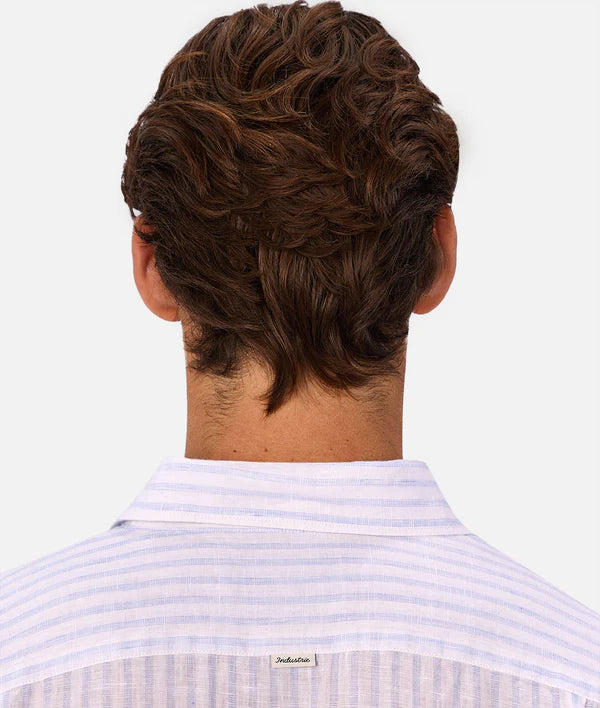 INDUSTRIE - The Baptise Long Sleeve Shirt - White / Light Blue