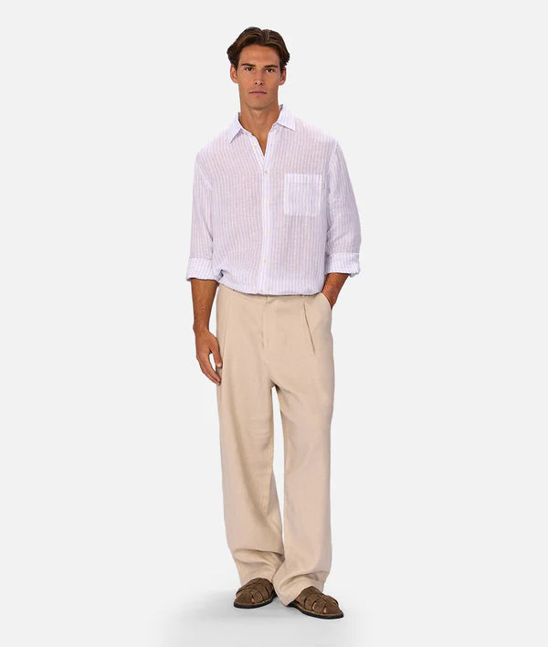 INDUSTRIE - The Baptise Long Sleeve Shirt - White / Light Blue