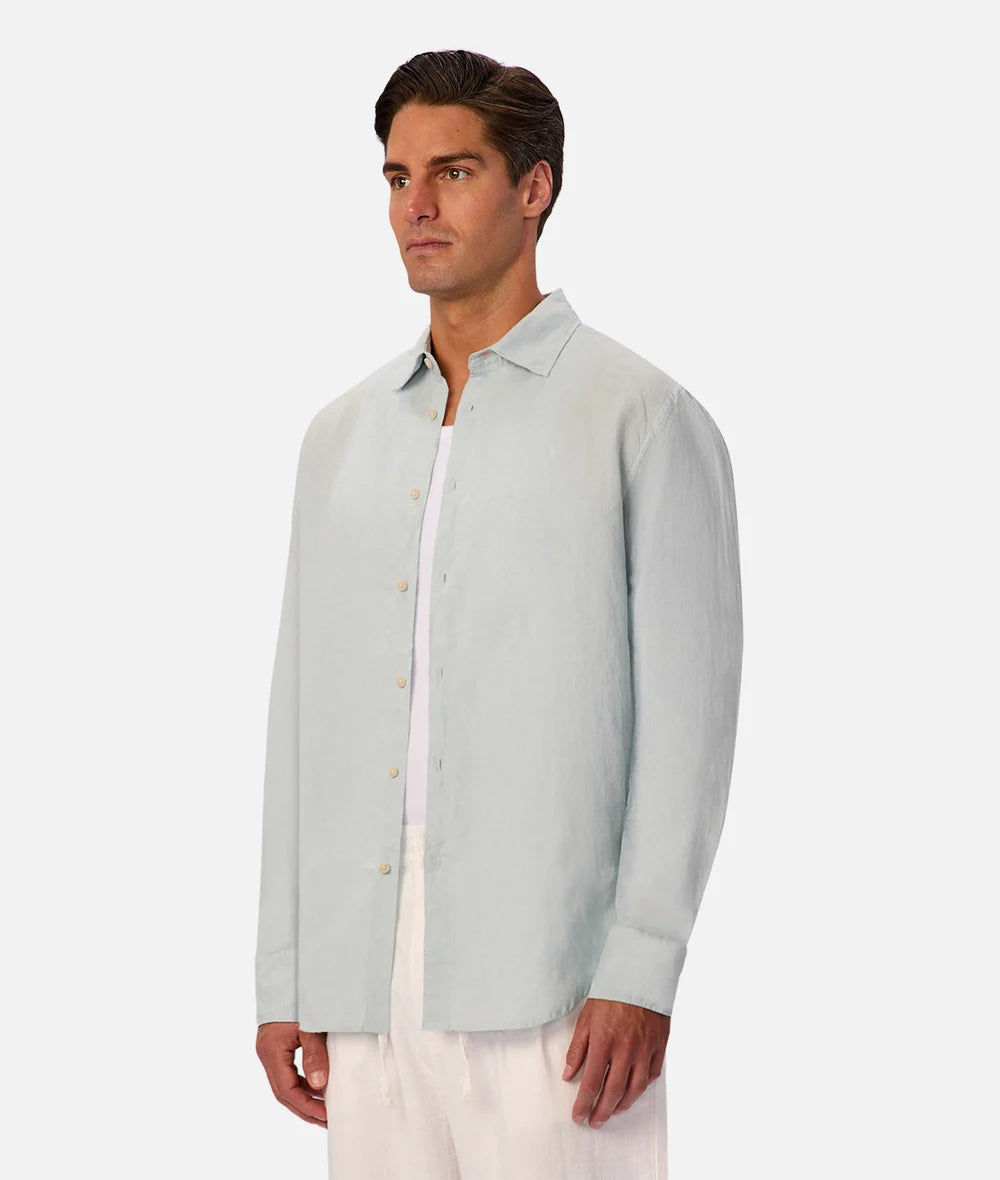 INDUSTRIE - The St Martins Long Sleeve Linen Shirt - Blue Haze