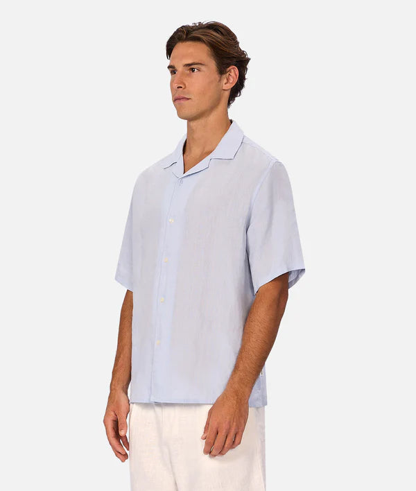 INDUSTRIE - The St Martins Short Sleeve Linen Shirt - Powder Blue