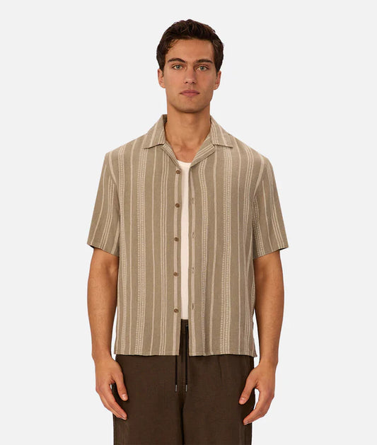 INDUSTRIE - The Fabriano Short Sleeve Shirt - Olive Stone