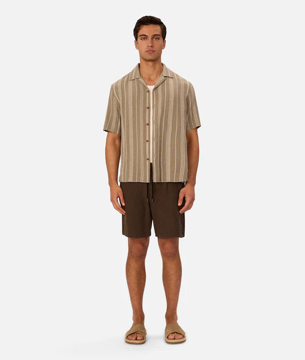 INDUSTRIE - The Fabriano Short Sleeve Shirt - Olive Stone