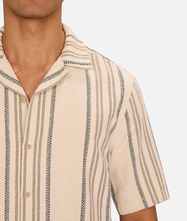 INDUSTRIE - The Carmona Short Sleeve Shirt - Beige/Black/Caramel