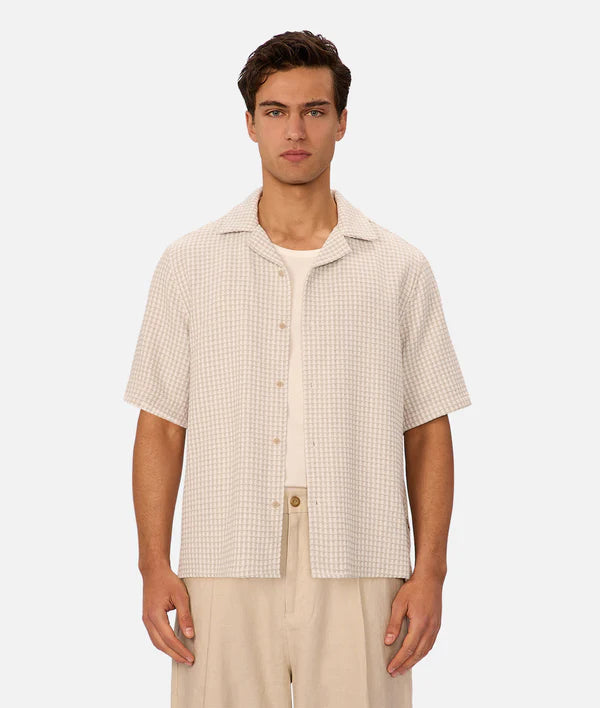 INDUSTRIE - The Almeria Short Sleeve Shirt - Off White/Blue/Stone