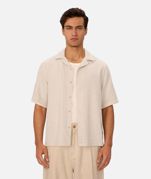 INDUSTRIE - The Almeria Short Sleeve Shirt - Off White/Blue/Stone