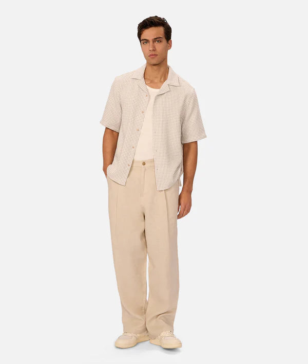 INDUSTRIE - The Almeria Short Sleeve Shirt - Off White/Blue/Stone