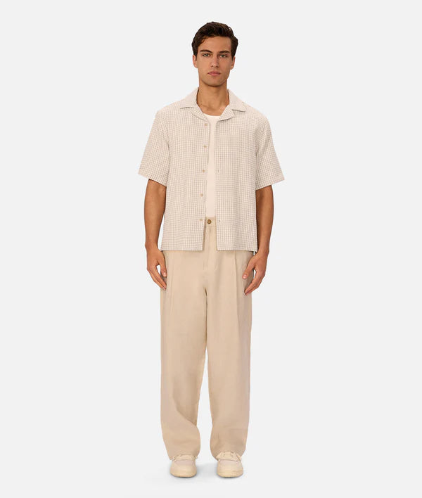 INDUSTRIE - The Almeria Short Sleeve Shirt - Off White/Blue/Stone