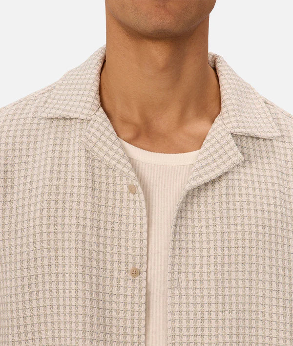 INDUSTRIE - The Almeria Short Sleeve Shirt - Off White/Blue/Stone