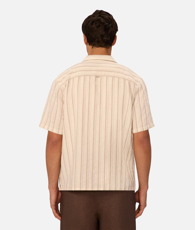 INDUSTRIE - The Miramar Short Sleeve Shirt - Off White / Brown