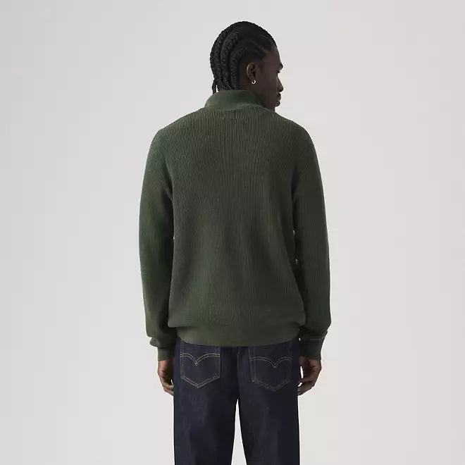 LEVI'S - Housemark Quarter Zip Sweater - Duffel Bag Heather Green - Green