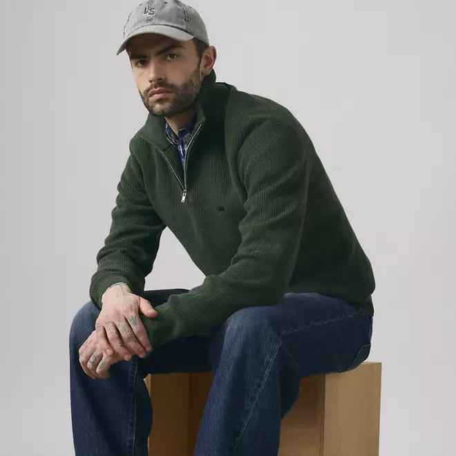 LEVI'S - Housemark Quarter Zip Sweater - Duffel Bag Heather Green - Green