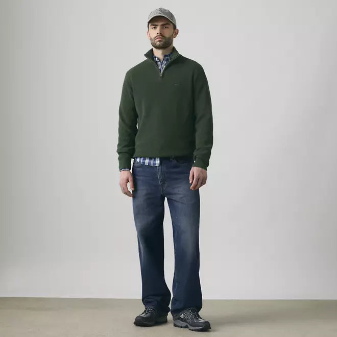 LEVI'S - Housemark Quarter Zip Sweater - Duffel Bag Heather Green - Green