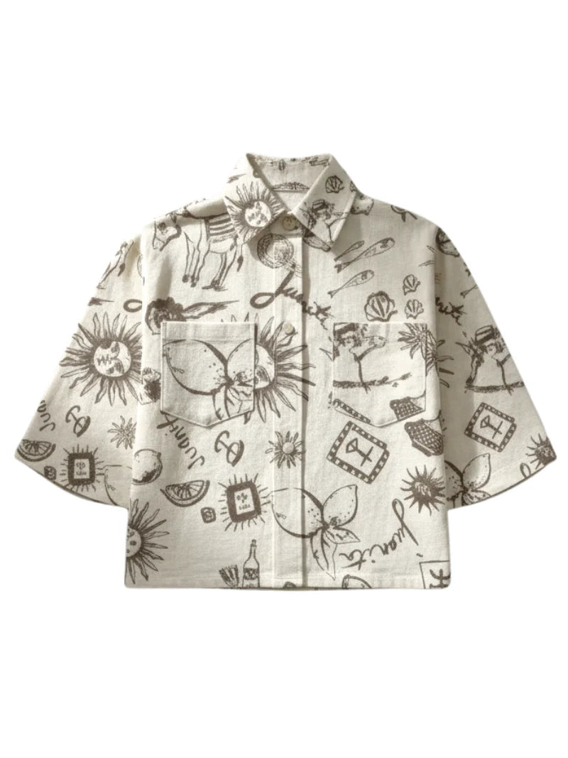 JUAN & ME - Nacida Top Juanita Print - Cream