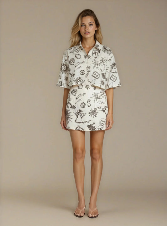 JUAN & ME - Nacida Skirt Juanita Print - Cream