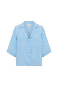 NUDE LUCY -  Lounge Stripe Linen Shirt - Cove Stripe