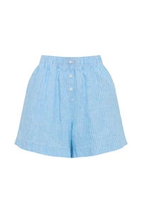 NUDE LUCY - Lounge Stripe Linen Short - Cove Stripe
