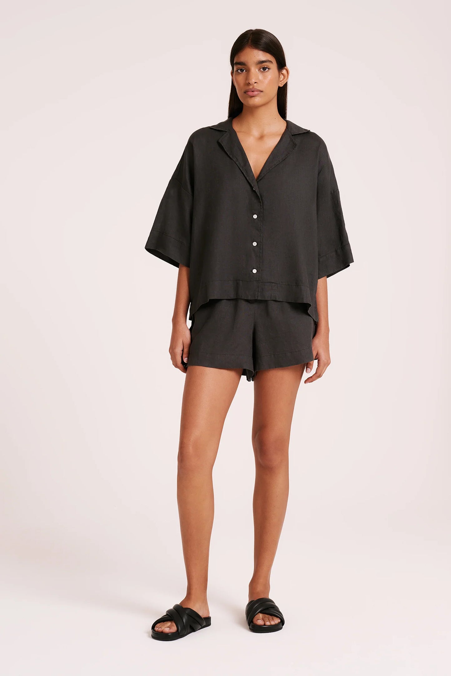 NUDE LUCY - Lounge Linen Short - COAL