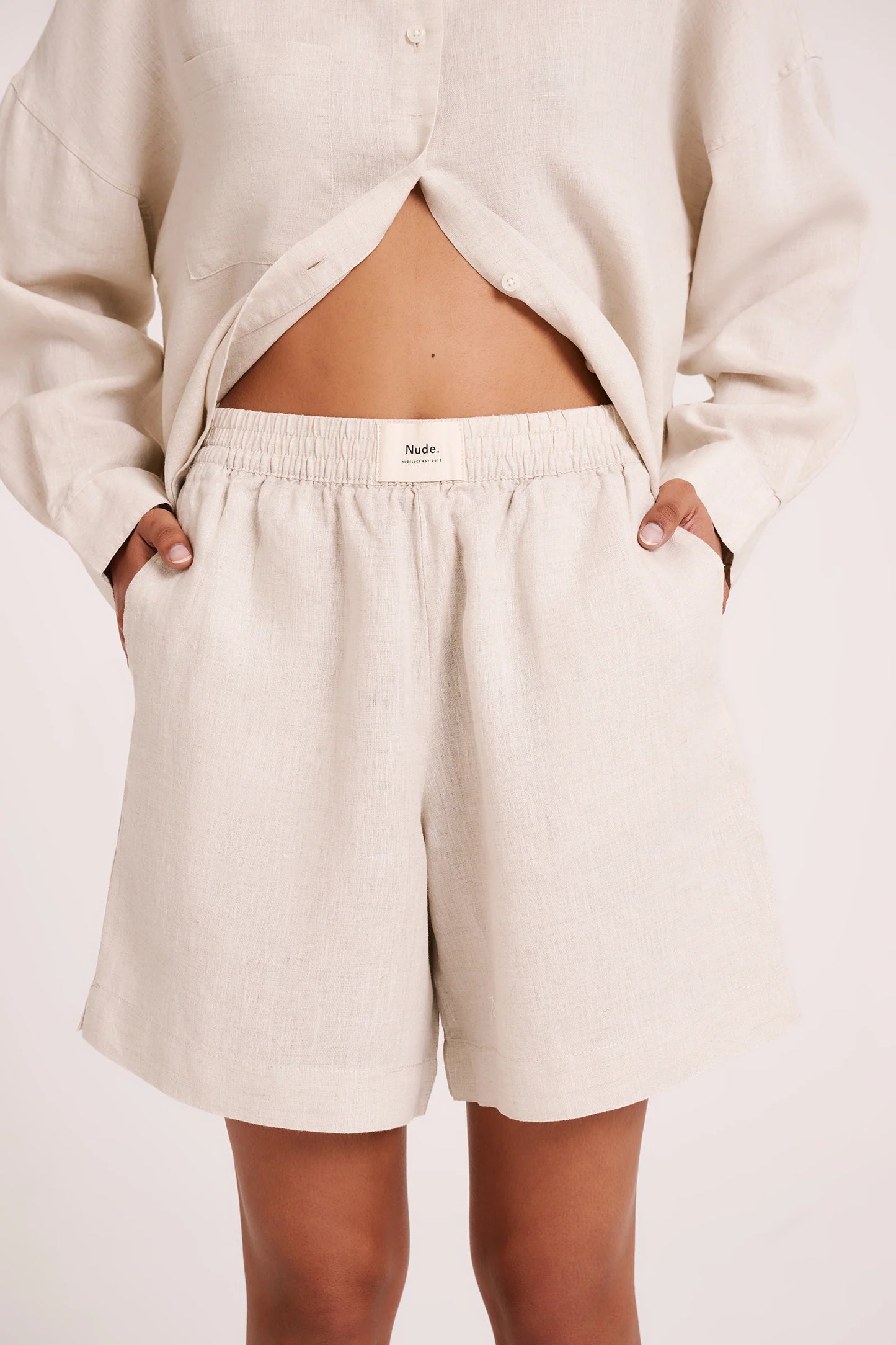 NUDE LUCY - Lounge Heritage Linen Short - NATURAL