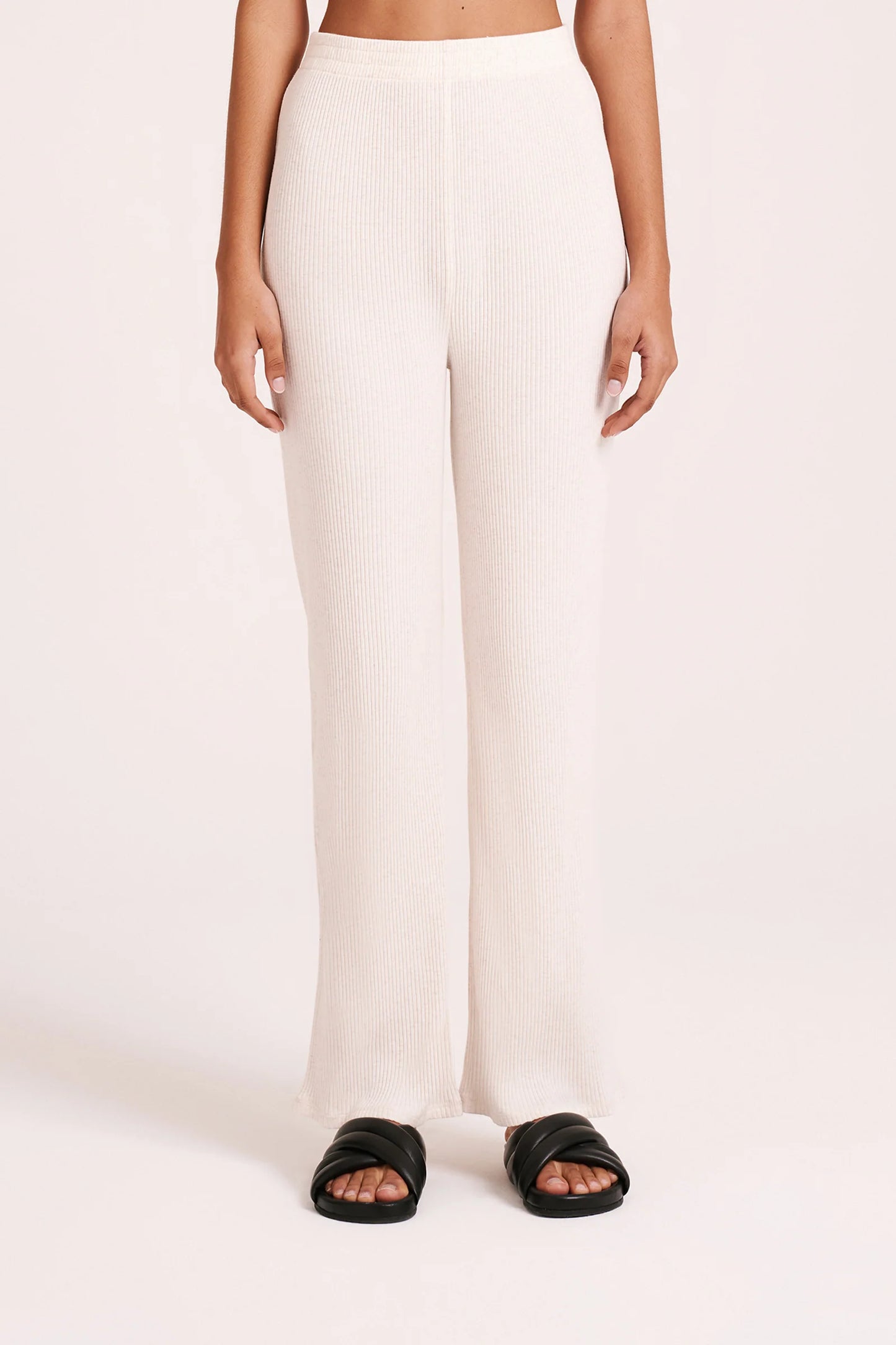 NUDE LUCY -  Lounge Ribbed Pant - CREAM MARLE