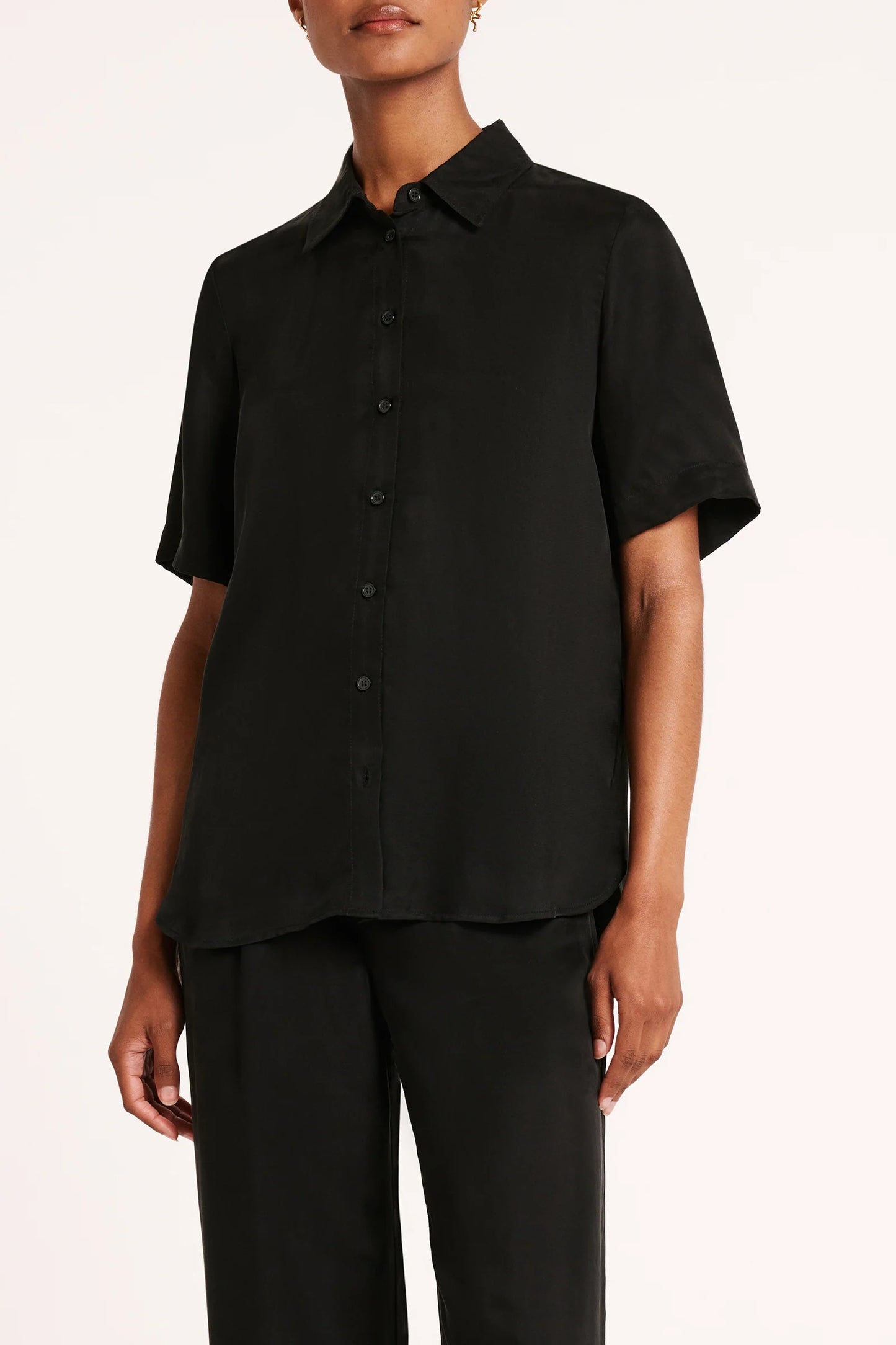 NUDE LUCY - Lea Cupro Shirt - BLACK