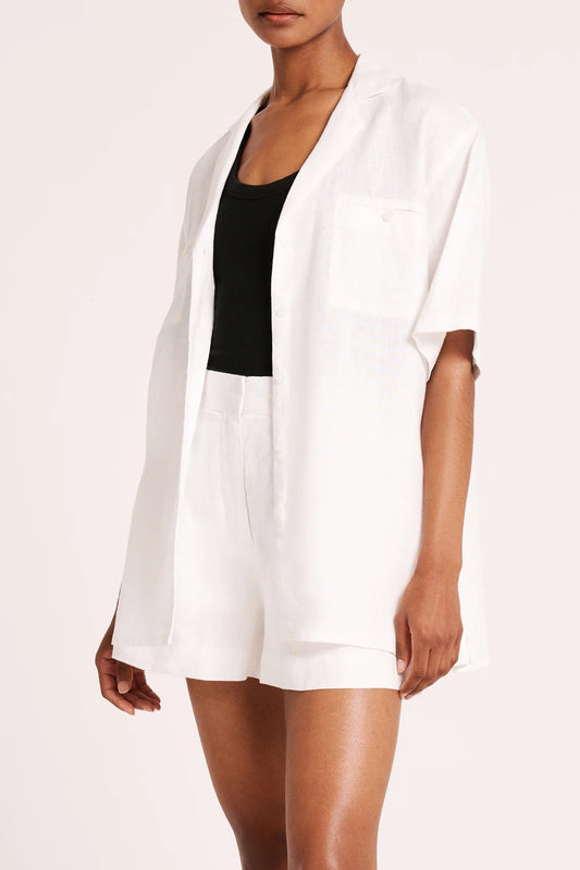 NUDE LUCY - Erin Linen Shirt - WHITE