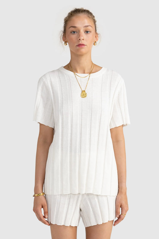 ORTC - Amara Relaxed Knit T-Shirt - WHITE