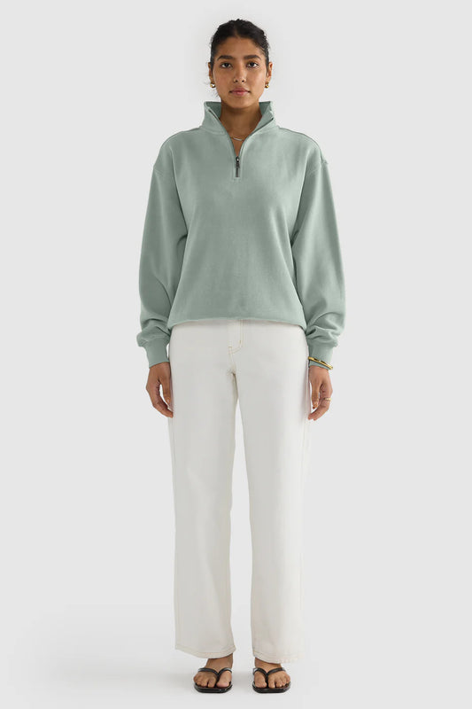 ORTC - Ava Ribbed Quarter Zip - Eucalyptus