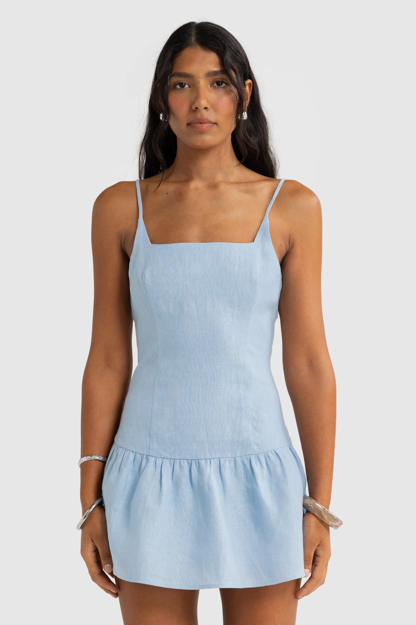 ORTC - Celine Linen Mini Dress - Powder Blue