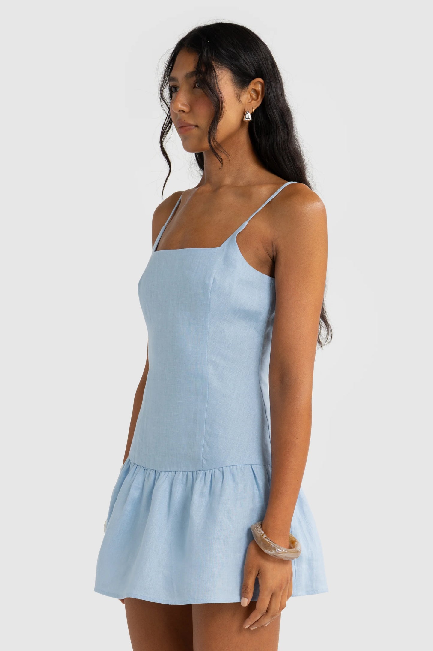 ORTC - Celine Linen Mini Dress - Powder Blue