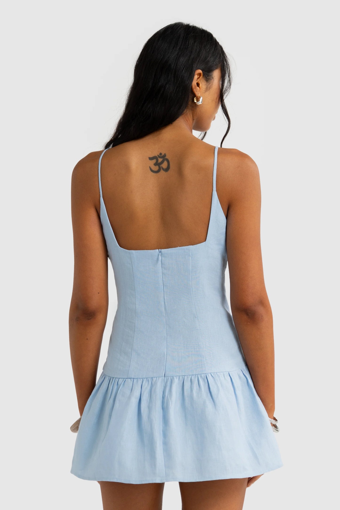 ORTC - Celine Linen Mini Dress - Powder Blue