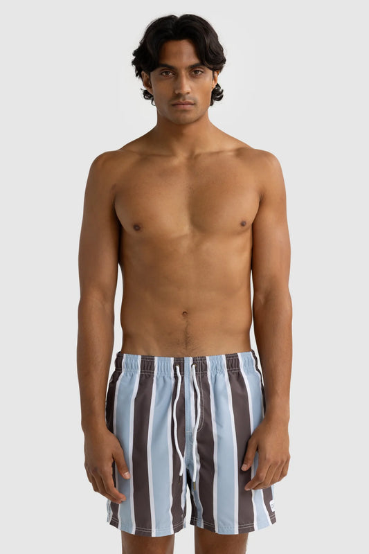 ORTC Hamelin Stripe Swim Shorts Bark & Mist Blue
