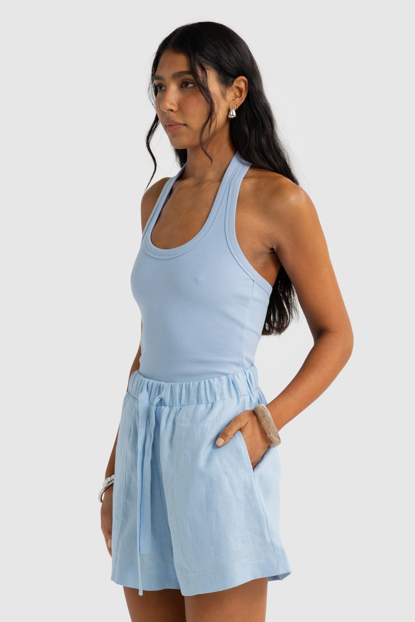 ORTC - Luna Linen Shorts - Powder Blue