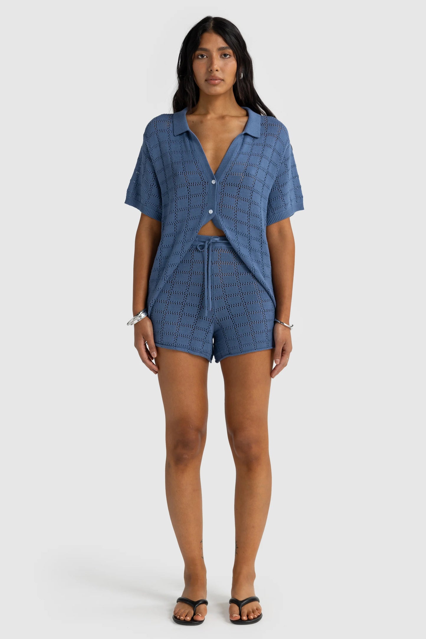 ORTC - Melia Geo Knit Shorts Harbour Blue