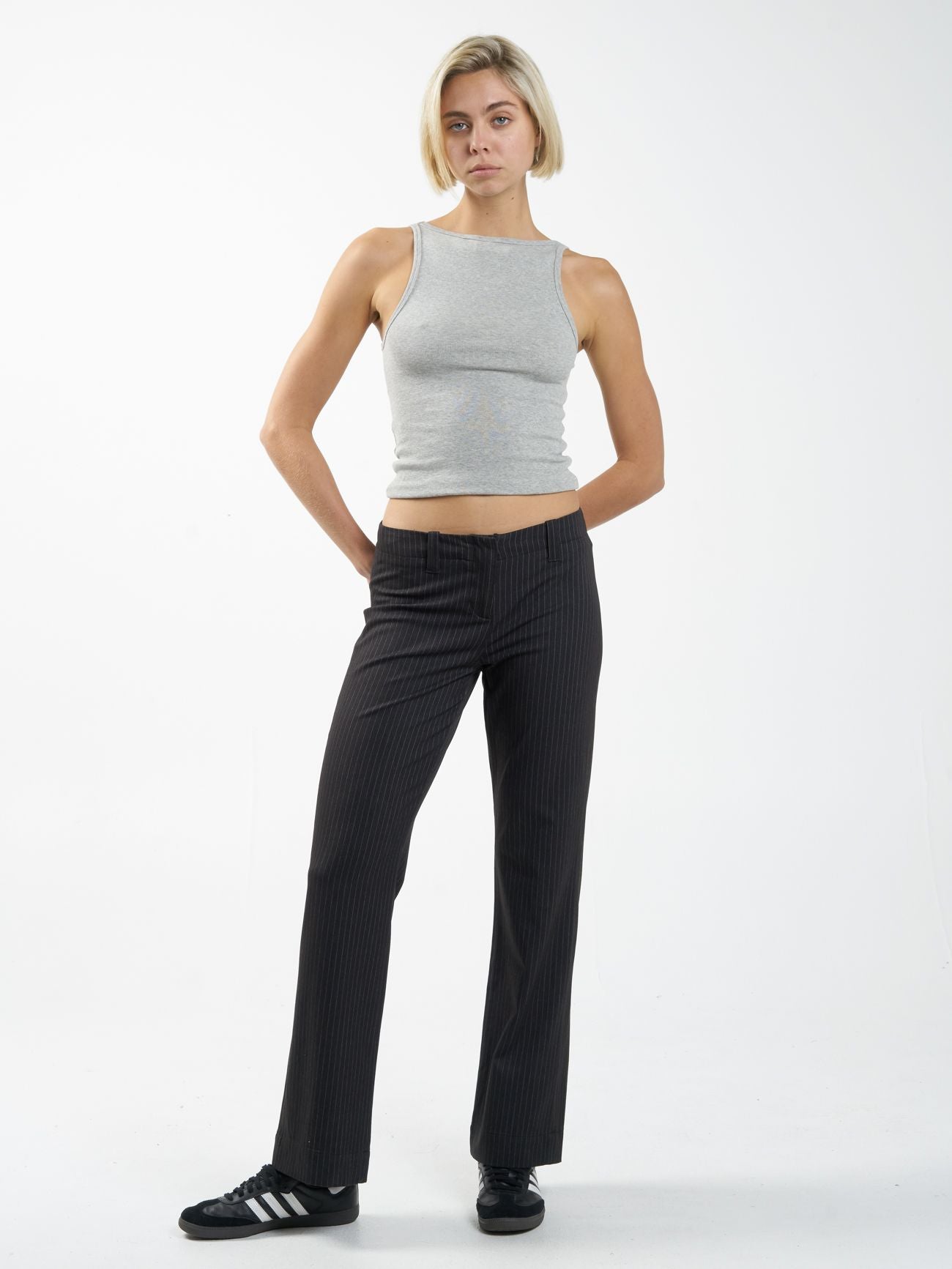THRILLS - Brit Pinstripe Pant - CHARCOAL GREY