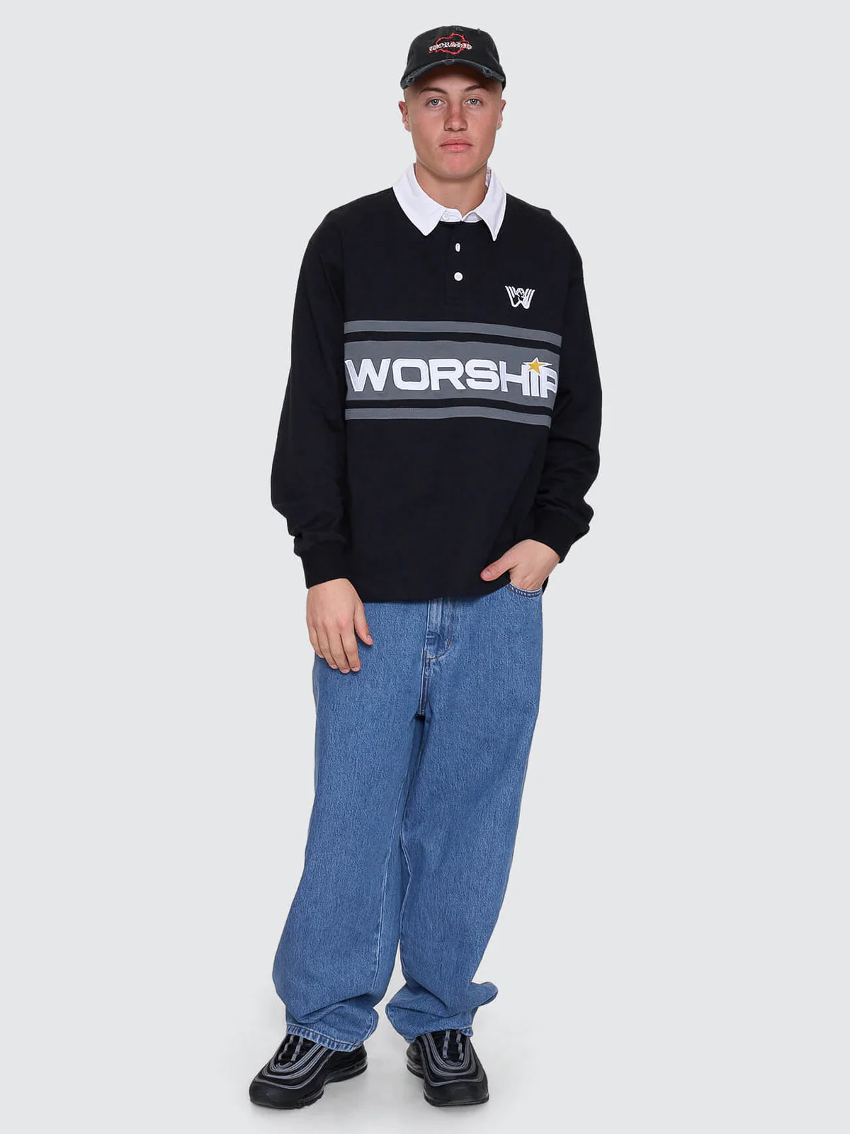 WORSHIP - Laser Long Sleeve Rugby Polo - Black