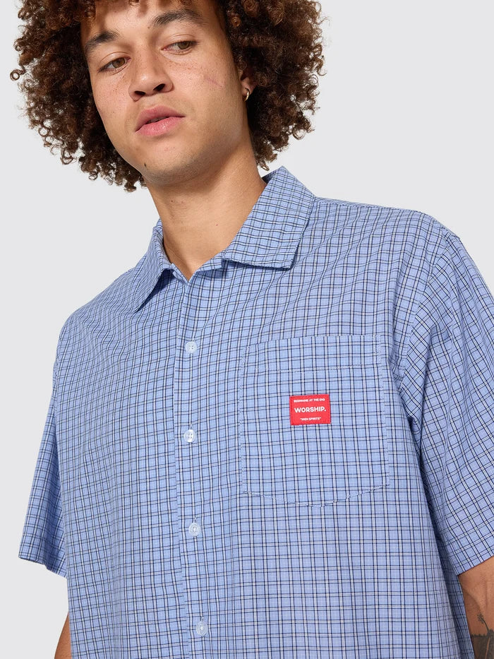WORSHIP - Bannerman Short Sleeve Shirt - BLUE