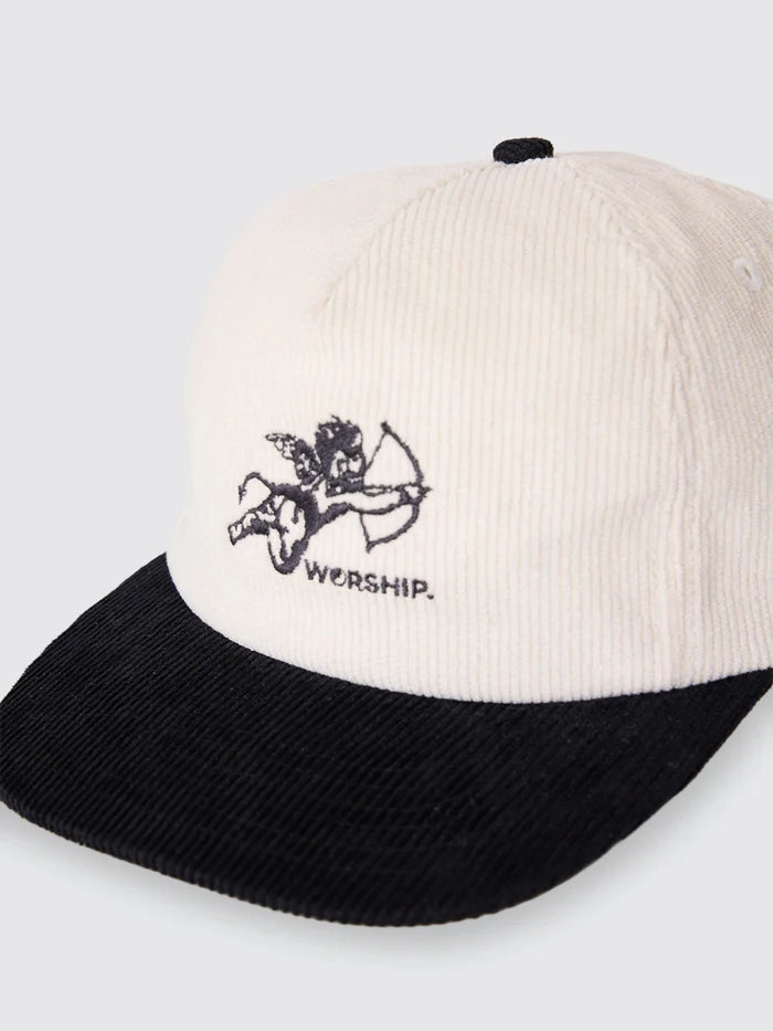 WORSHIP - Cherub Cord Hat - CREAM/BLACK
