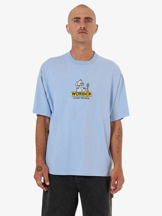 WORSHIP - Home Grown Oversized Tee - Bell Air Blue