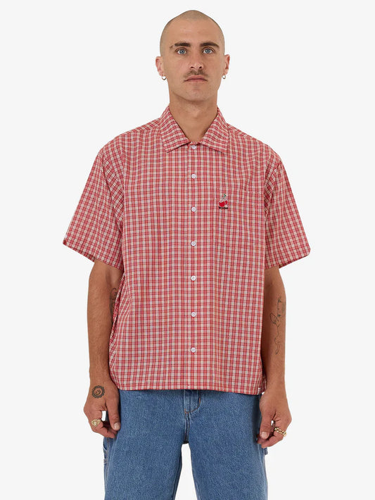 WORSHIP - Glazed And Confused Short Sleeve Shirt - Cherry Red