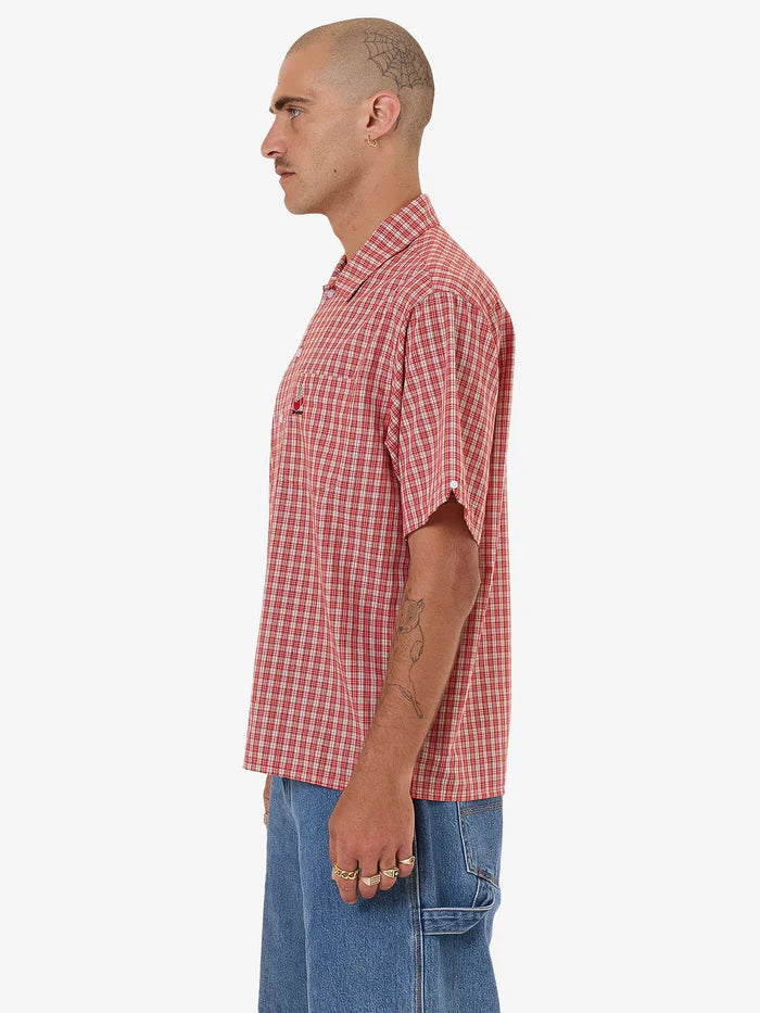 WORSHIP - Glazed And Confused Short Sleeve Shirt - Cherry Red