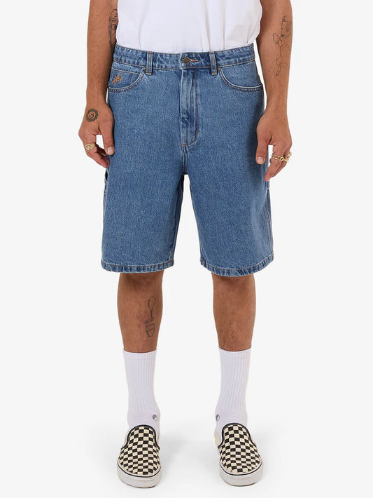 WORSHIP - Glazed And Confused Carpenter Jean Short - Sky High Blue