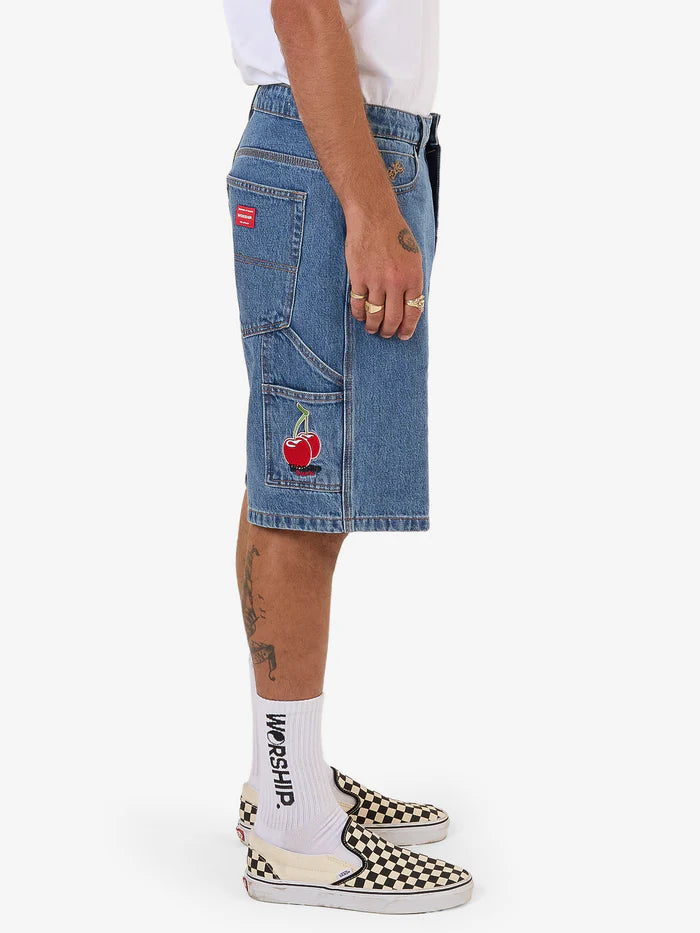 WORSHIP - Glazed And Confused Carpenter Jean Short - Sky High Blue