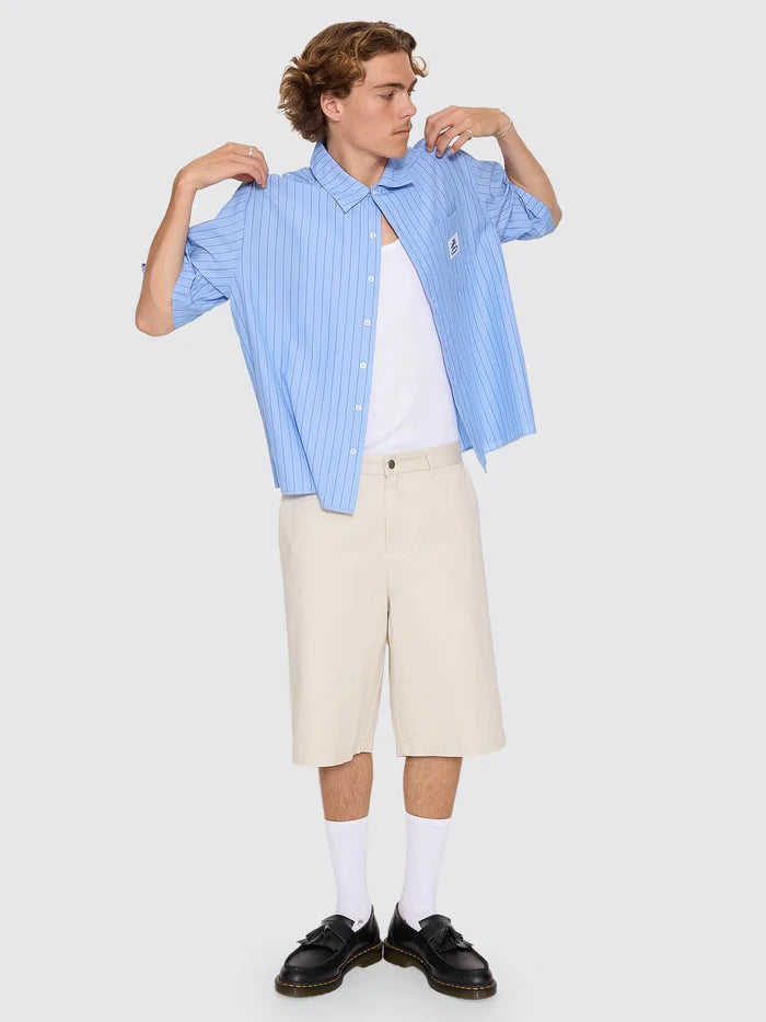 WORSHIP - Shadow Cherub Box Crop Short Sleeve Shirt - DREAM BLUE STRIPE